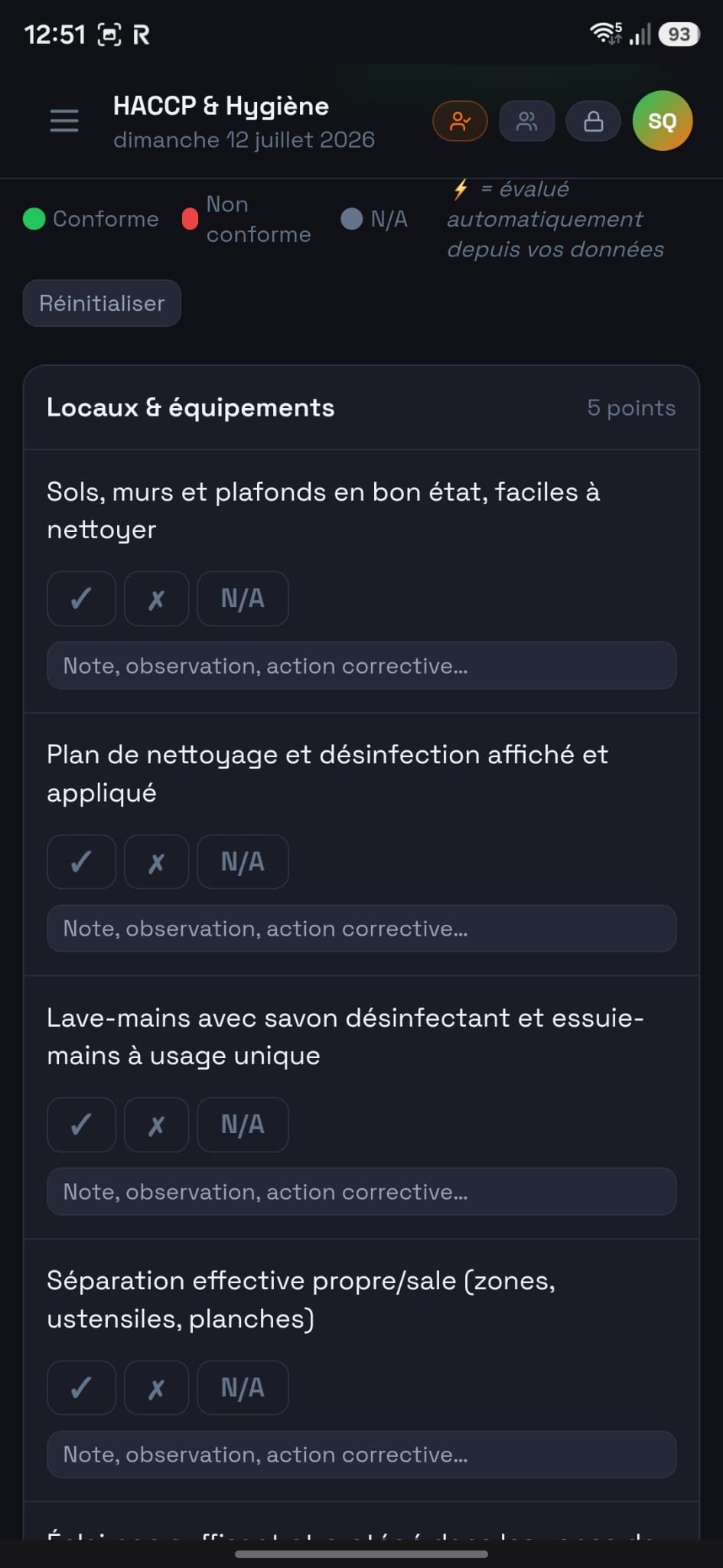 Checklist d'hygiène quotidienne