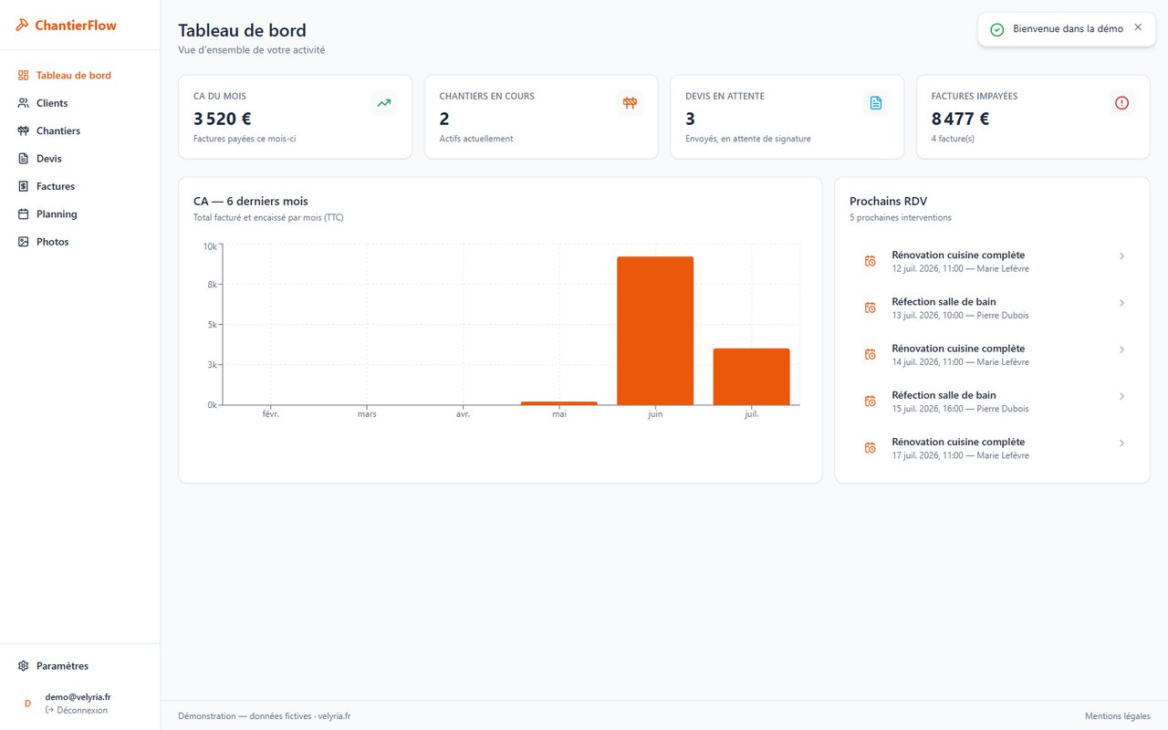 ChantierFlow · logiciel de gestion pour artisan du BTP
