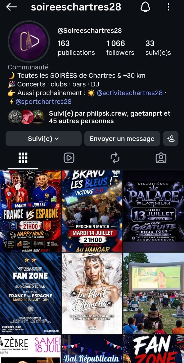 Compte Instagram événementiel alimenté automatiquement · 1000+ abonnés