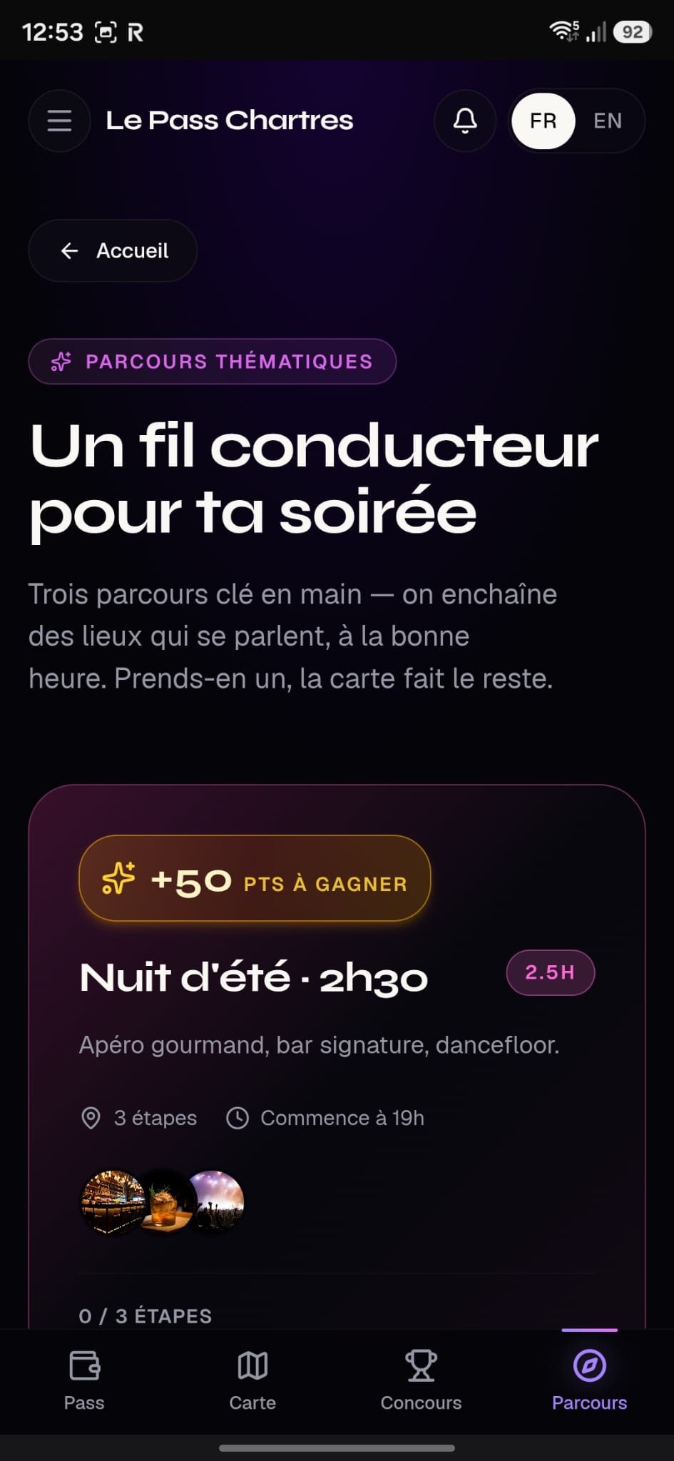 Parcours de soirée clé en main