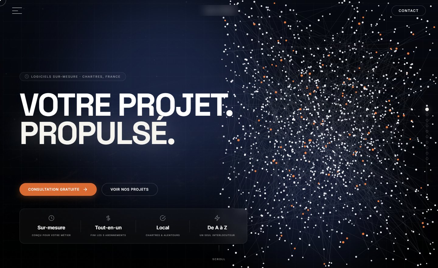 Exemple de design de site web au style immersif et premium
